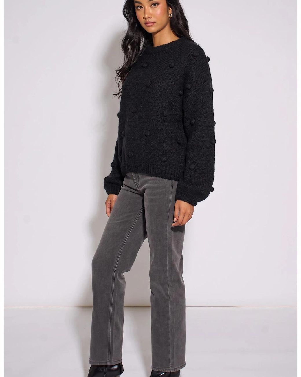 Gini London Blue Wool Mix Oversized Knit Jumper