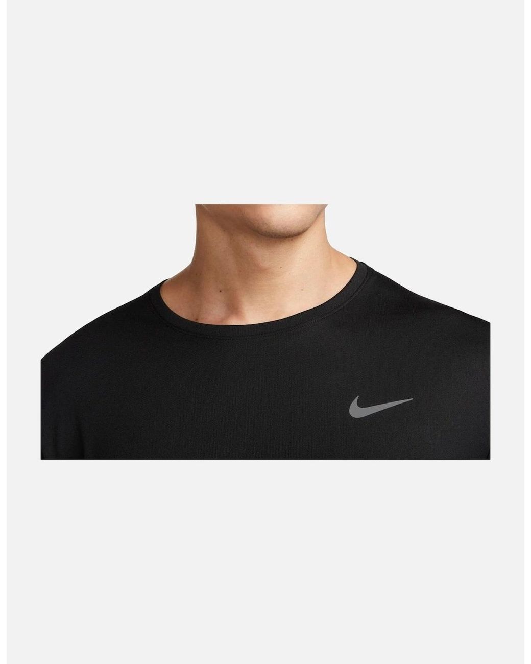 Nike Black Dri Fit Miler Uv Running T-Shirt for men
