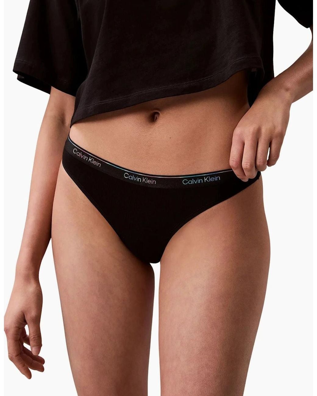 Calvin Klein Black 5-Pack Icon Logo Thongs, With Pride Waistband