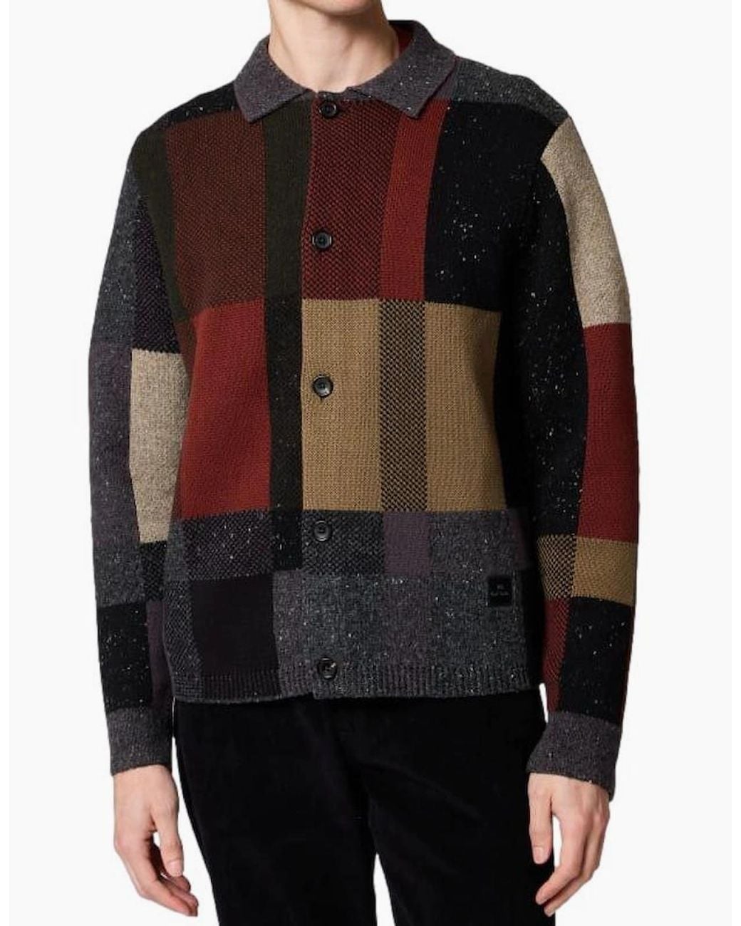 Paul Smith Black Ps Patchwork Button Through Cardigan 78 for men