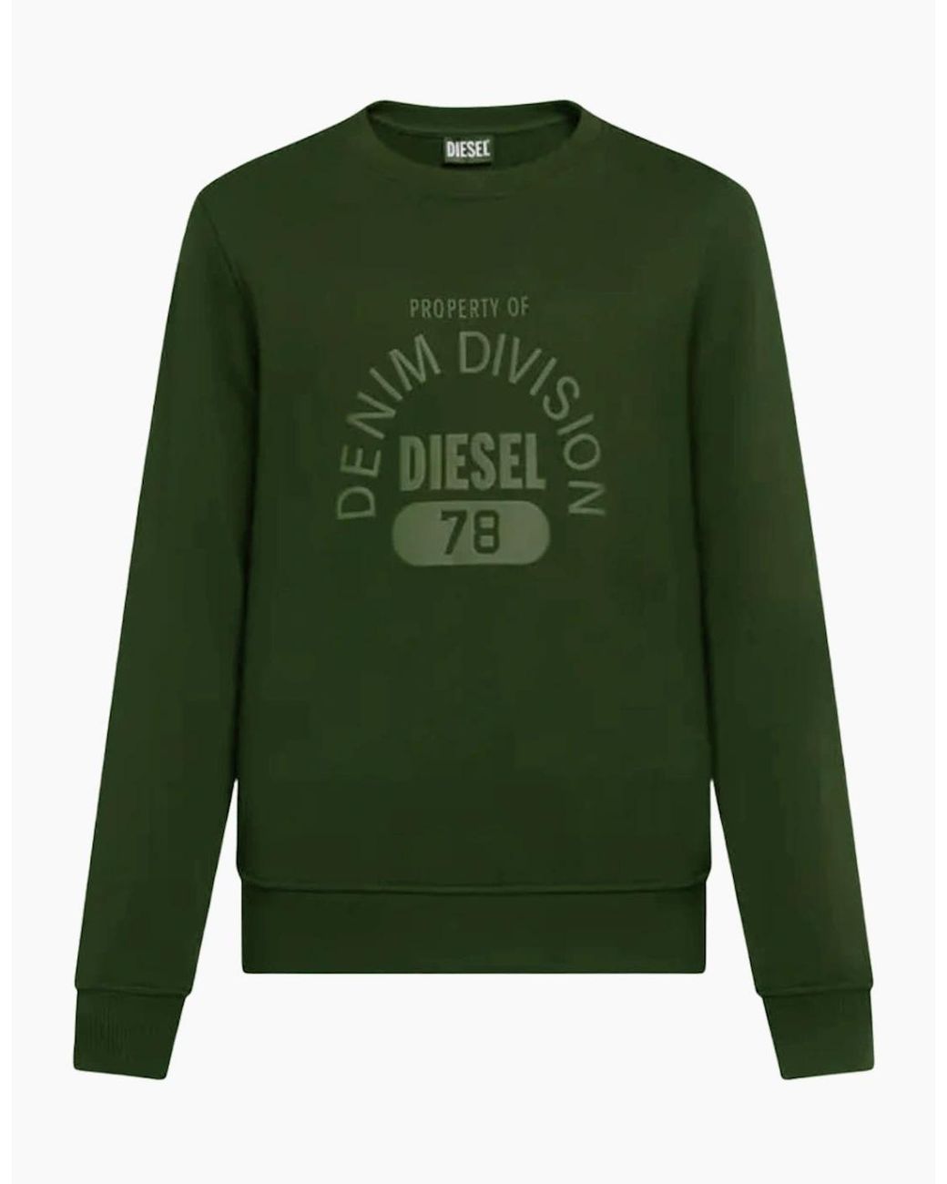 DIESEL Green Denim Division Logo Sweatshirt for men
