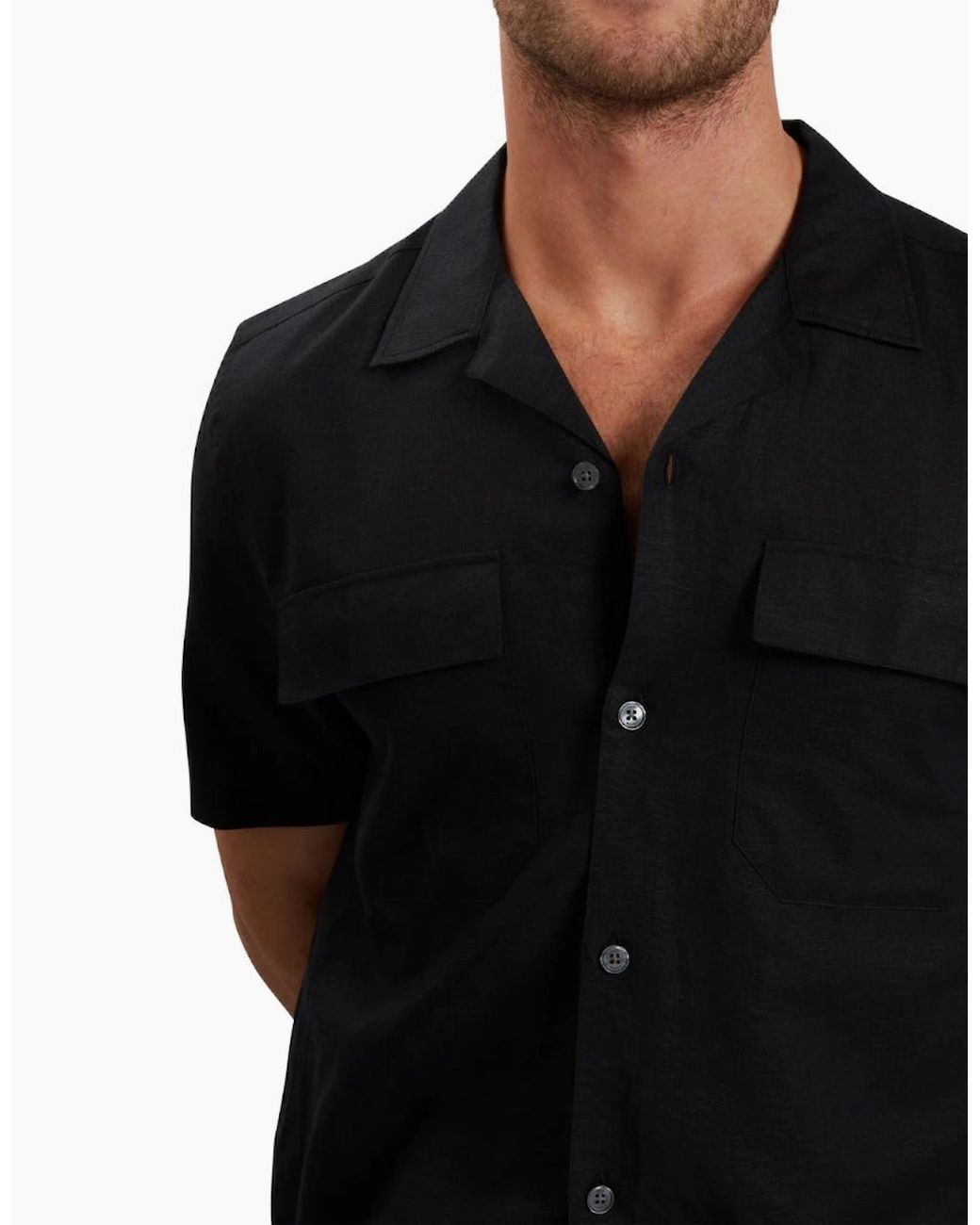 Ted Baker Black Whether Regular Fit Double Pocket Shirt for men