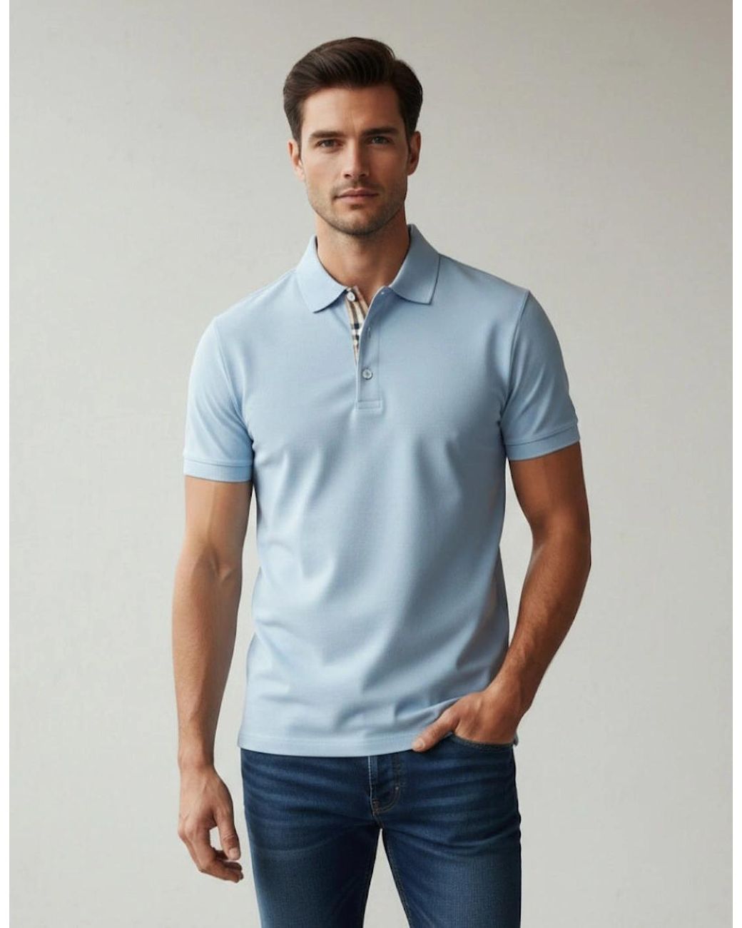 Burberry Blue 'Hartford' Check Polo Light for men