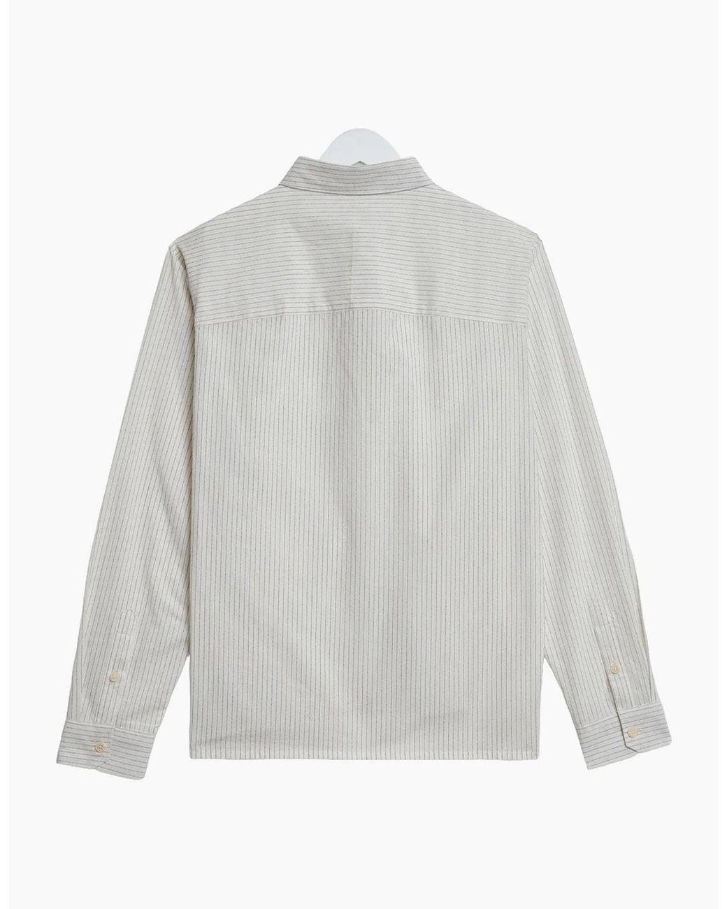 Wax London Gray Halcomb Broken Stripe Long Sleeve Shirt