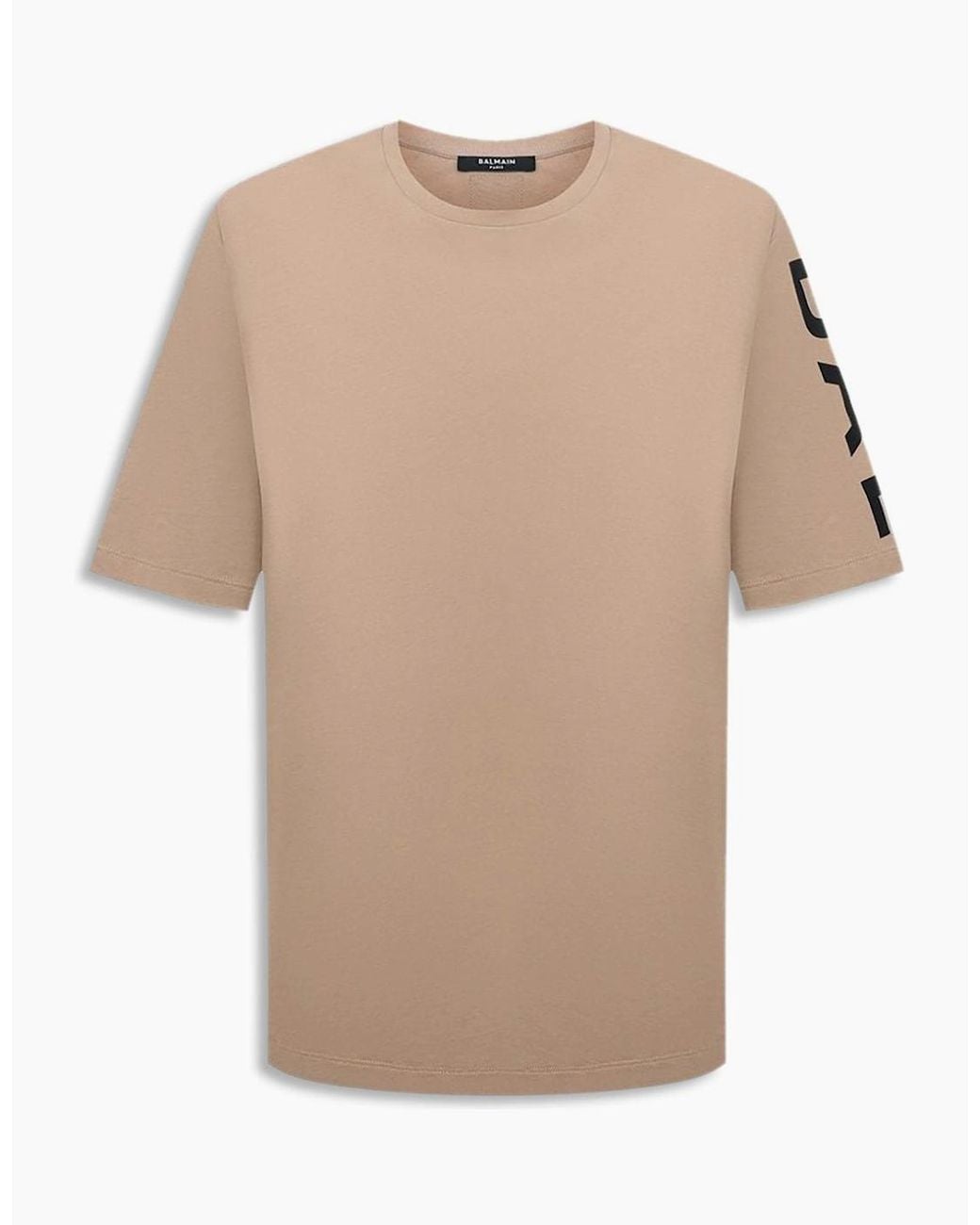 Balmain Natural Sand Logo Printed Oversize T-Shirt for men