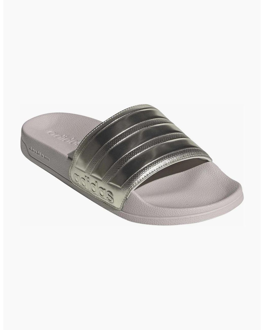 Adidas Metallic Adilette Slides With Three Stripes for men