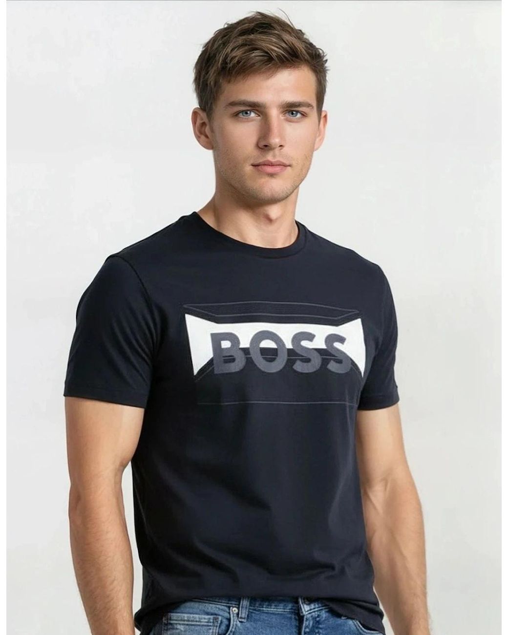 Boss Black Cotton-Blend Regular-Fit T-Shirt With Logo Artwork for men