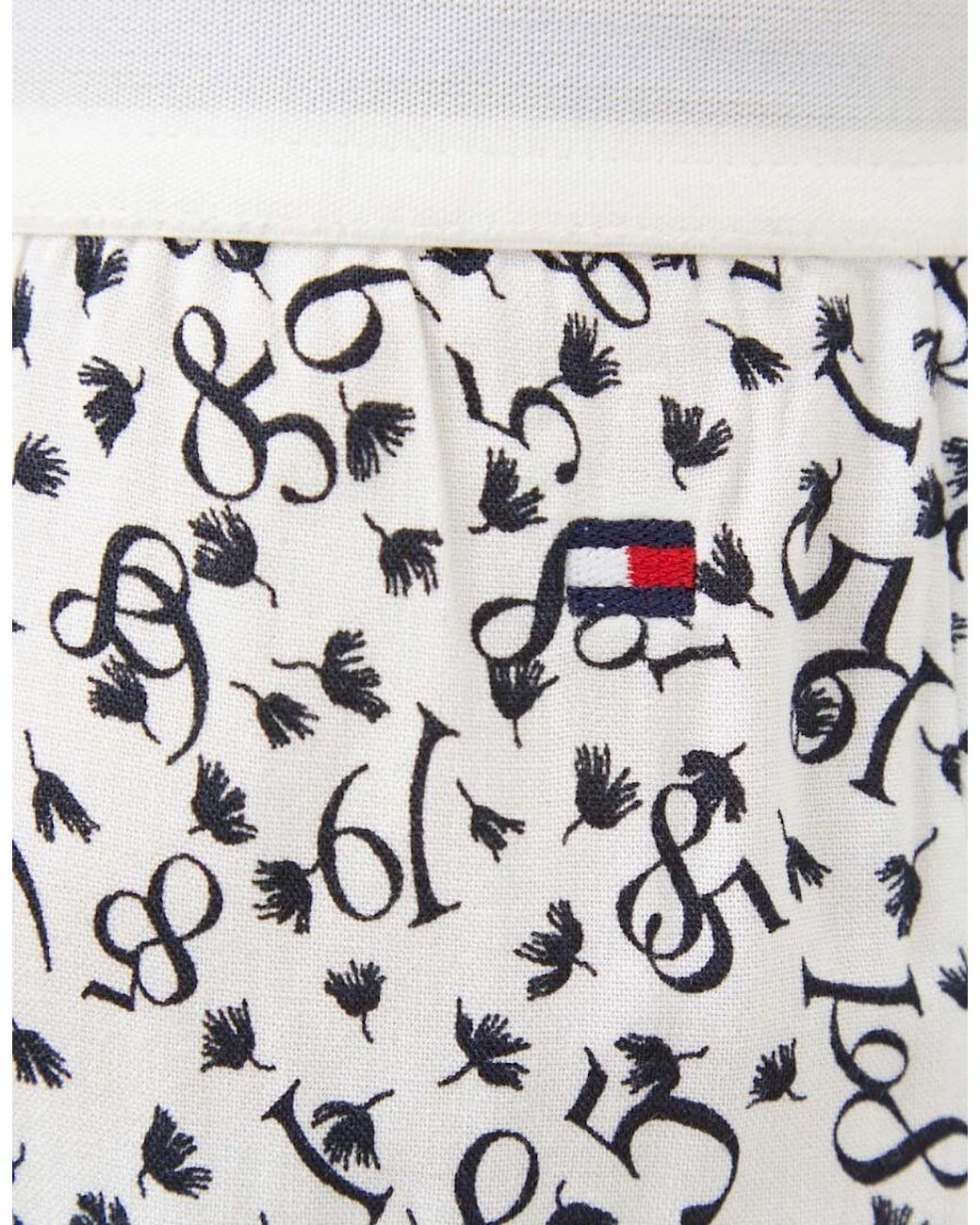 Tommy Hilfiger White Woven Short Print Shorts Feather Print Ecru