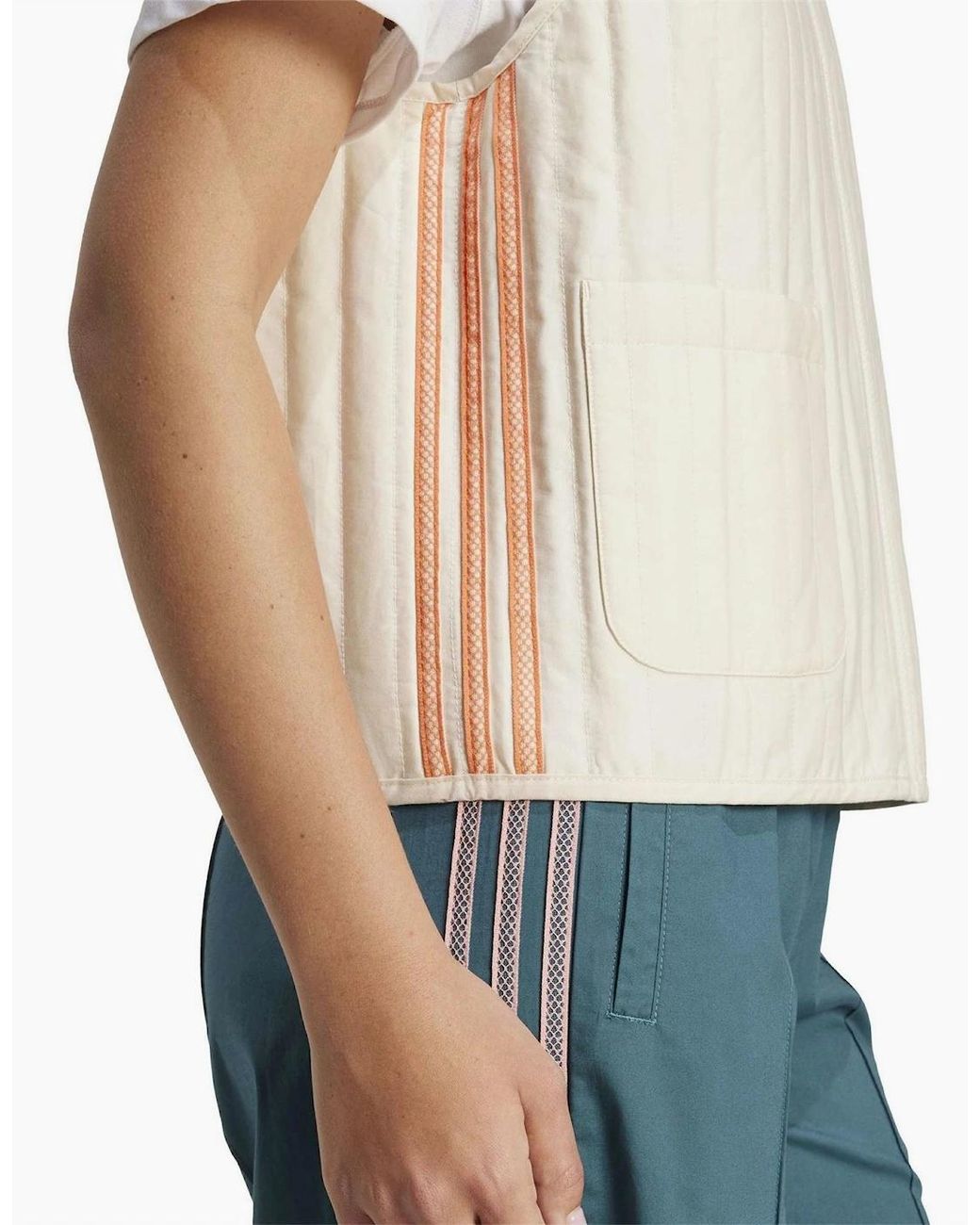 Adidas Blue Vertical Stripe Patterned Gilet Waist Coat