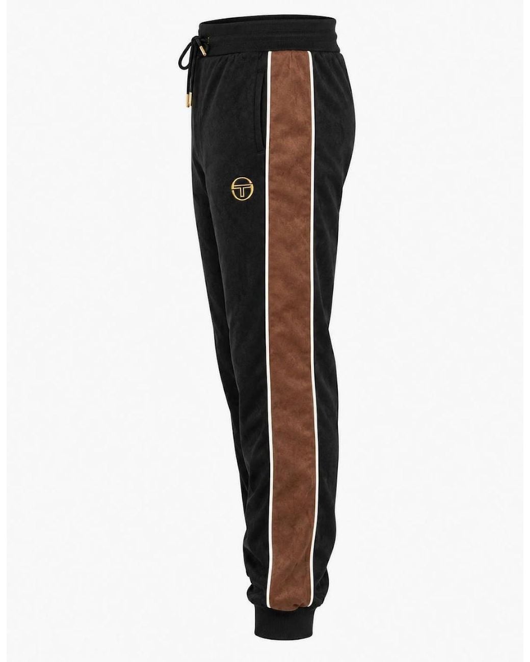 Sergio Tacchini Black Contrast Suede Track Pant Joggers/Potting Soil/Gardenia for men