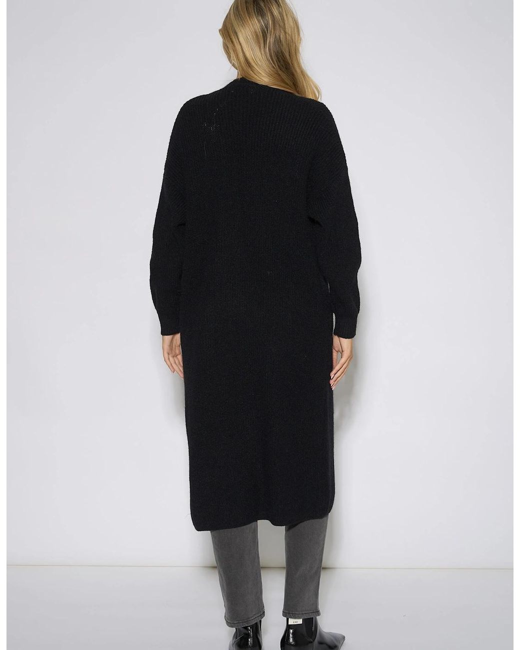 Gini London Black Edge To Edge Longline Knit Cardigan