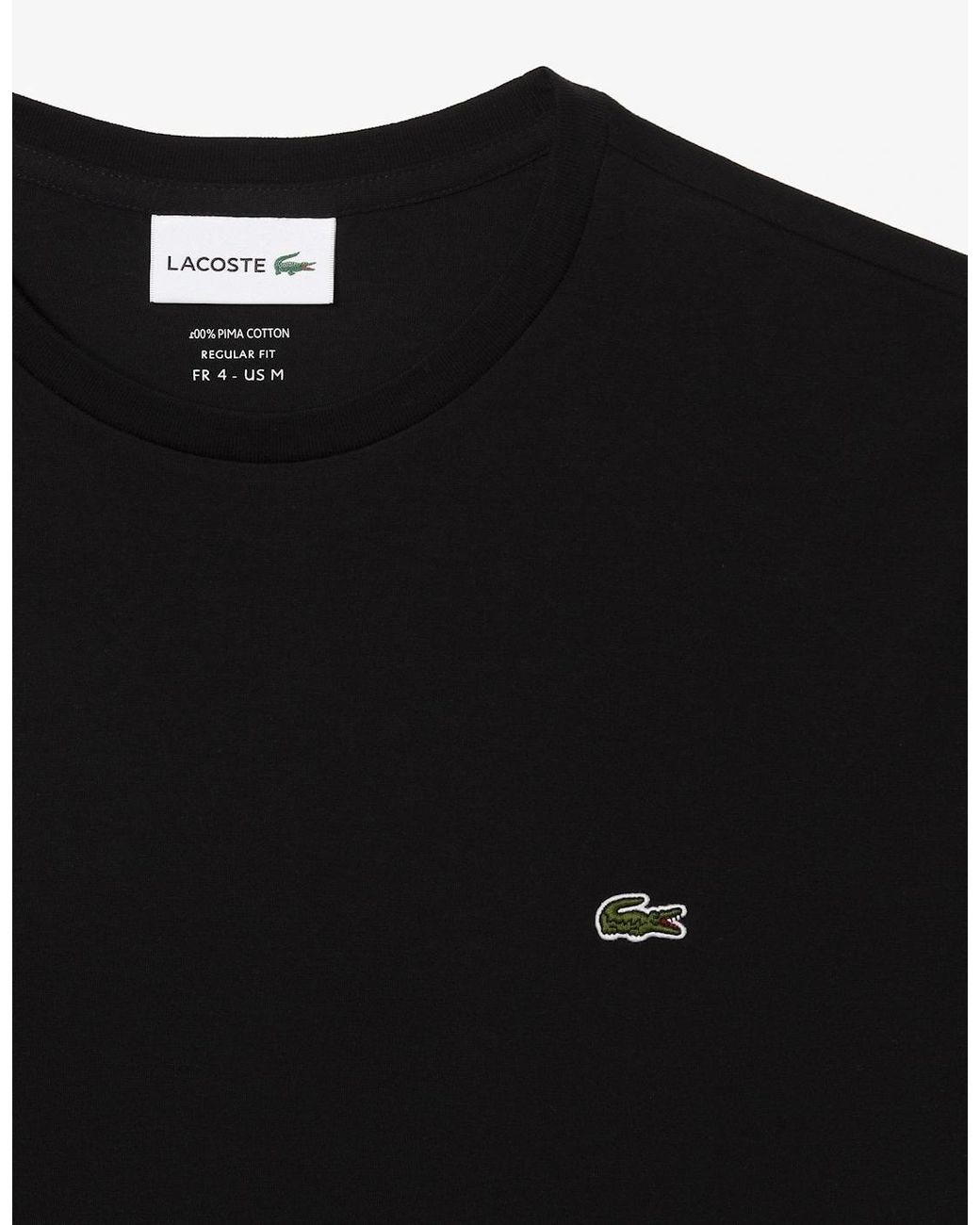 Lacoste Black Th6709 T Shirts Short Sleeve Crew Neck Soft Pima Cotton Summer Tee for men