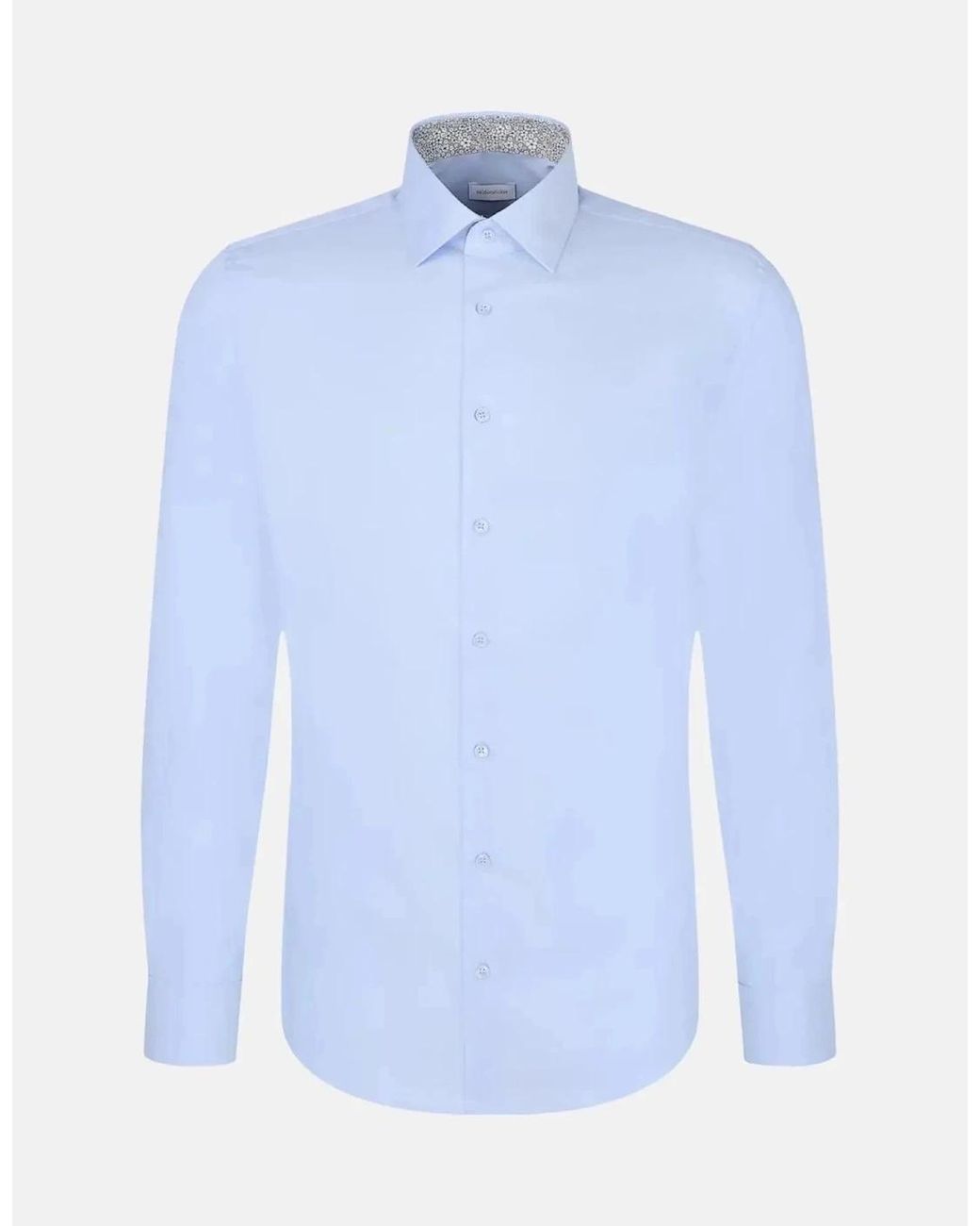 Seidensticker Blue Slim Fit Easy Iron Business Kent Contrast Patch Business Shirt Light for men