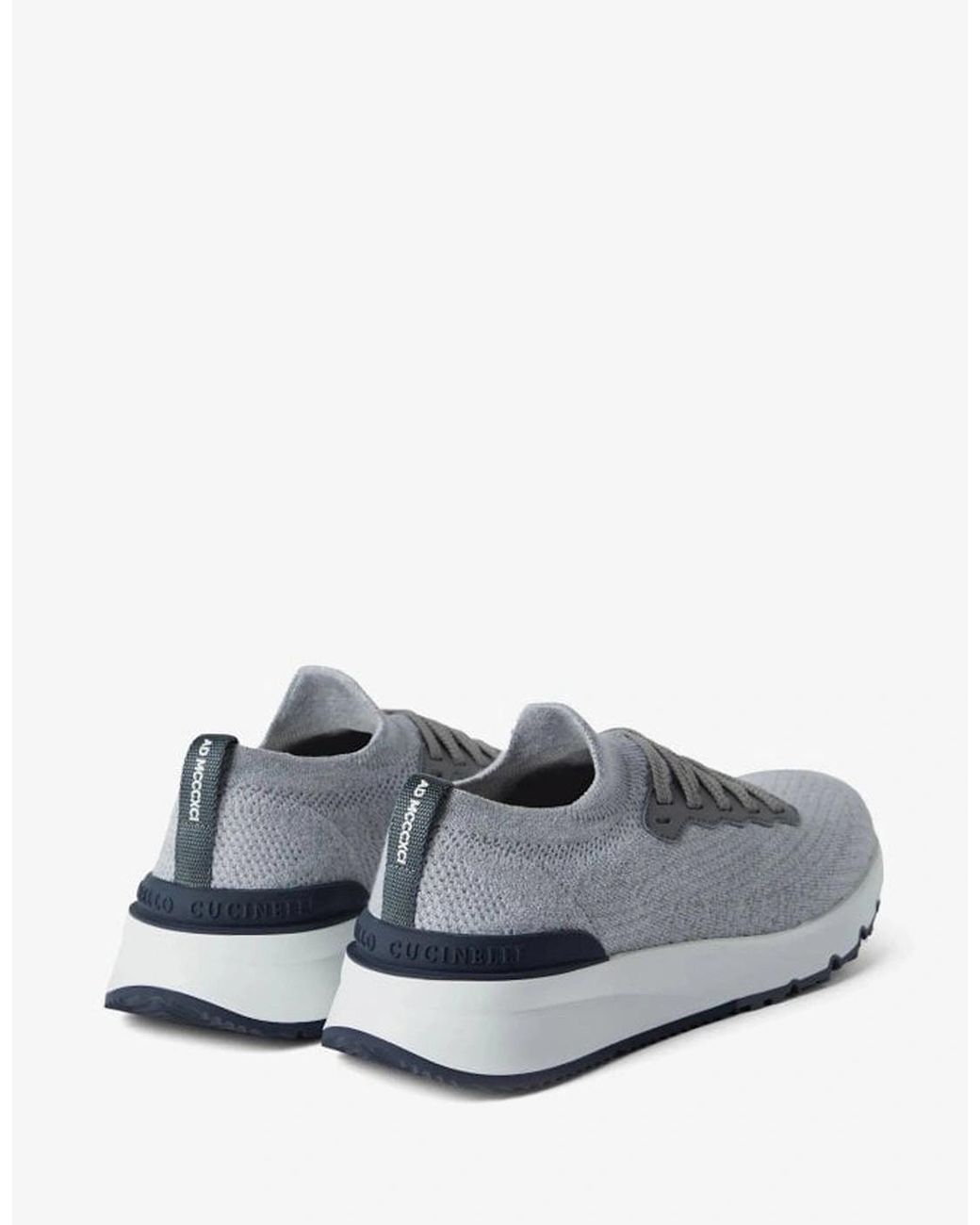 Brunello Cucinelli White Knitted Sneakers for men