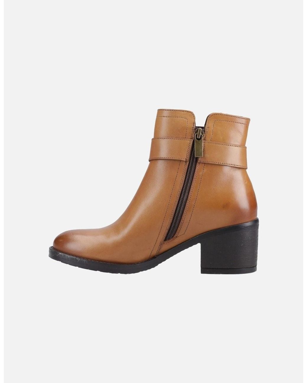 Hush Puppies White Hensley Leather Tan Heeled Ankle Boots