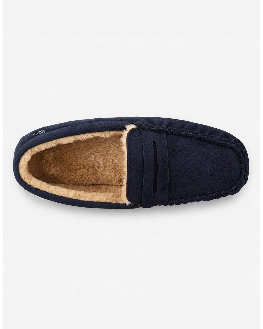 Totes Blue Toasties Suedette Moccasin Slipper Moccasins for men