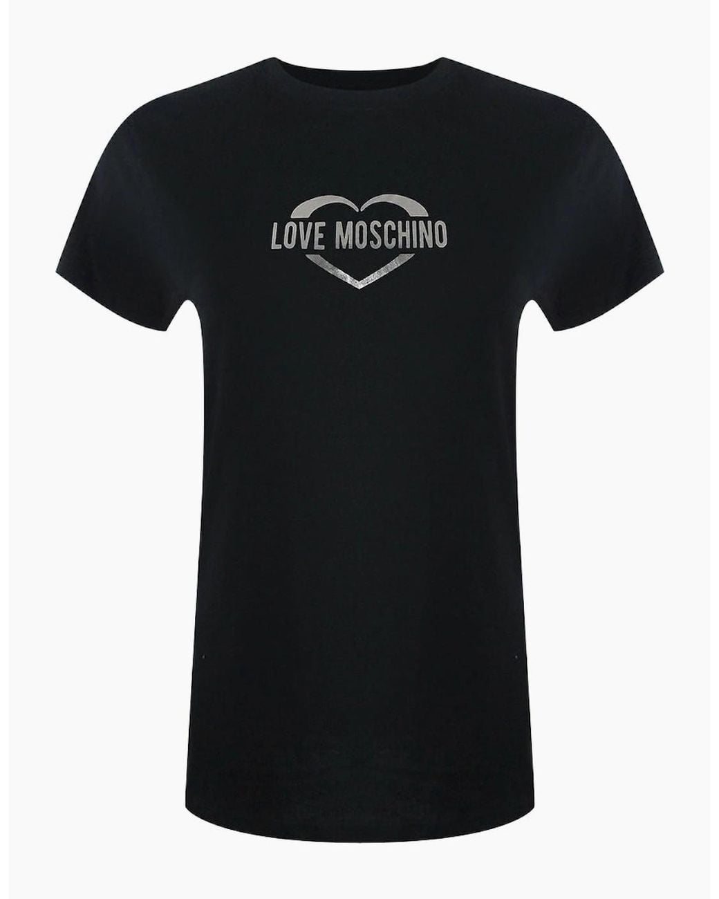 Love Moschino Black Shiny Heart Logo T-Shirt