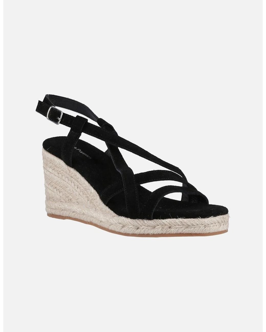 Hush Puppies Black Jenny Espadrille Wedge Suede Wedges