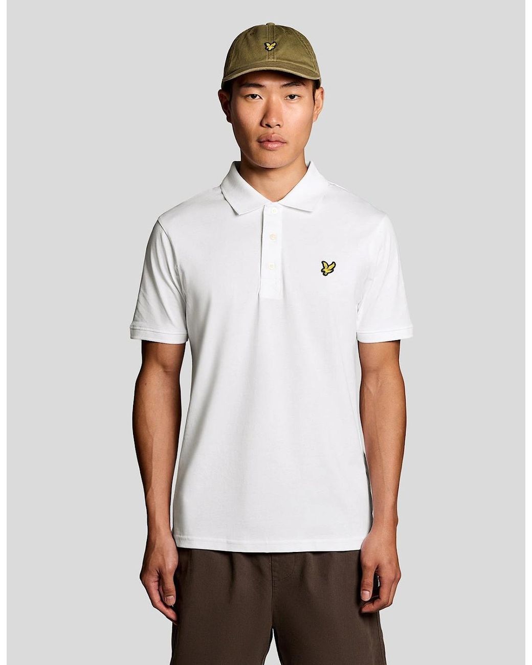 Lyle & Scott White Cotton Jersey Polo Shirt for men