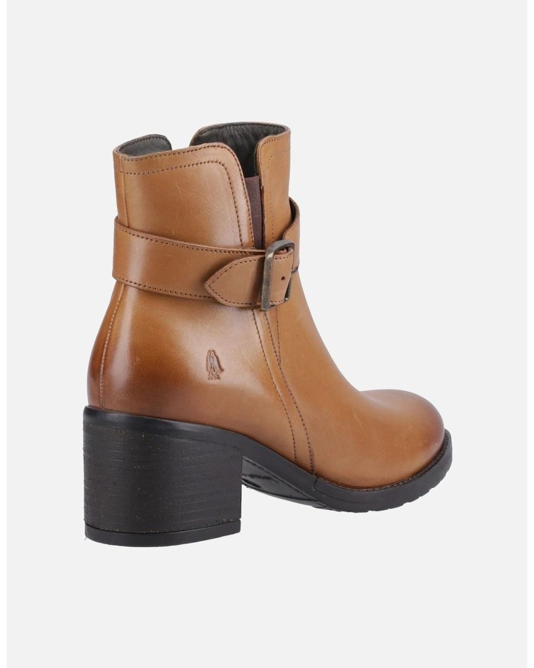 Hush Puppies White Hensley Leather Tan Heeled Ankle Boots
