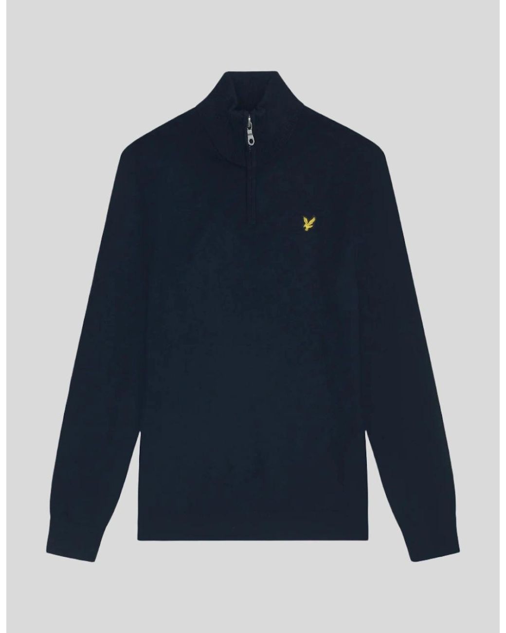 Lyle & Scott Blue Cotton Merino 1/4 Zip Jumper for men