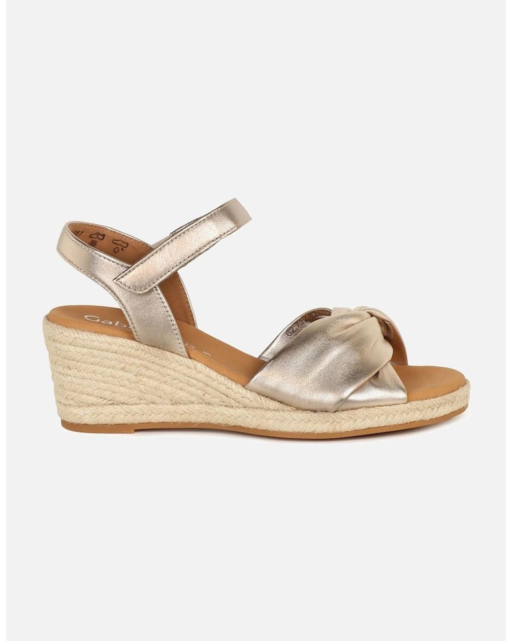 Gabor Metallic Moon Wedge Heel Sandals