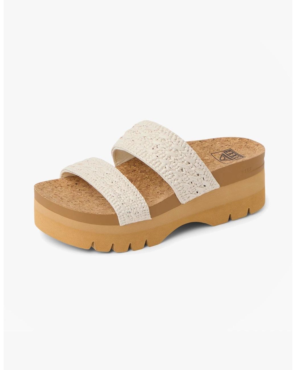 Reef White Cushion Vista Cross Strap Sandals Vintage Tan Textile