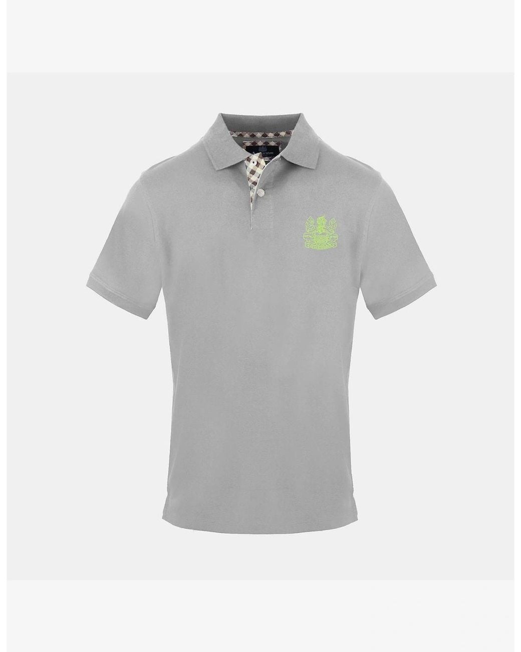 Aquascutum Gray Collared Neck Short Sleeve Regular Fit Shirt for men