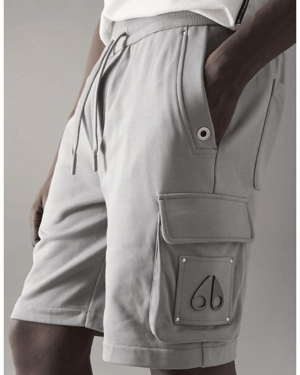 Moose Knuckles Gray Cotton Hartsfield Industry Cargo Shorts for men
