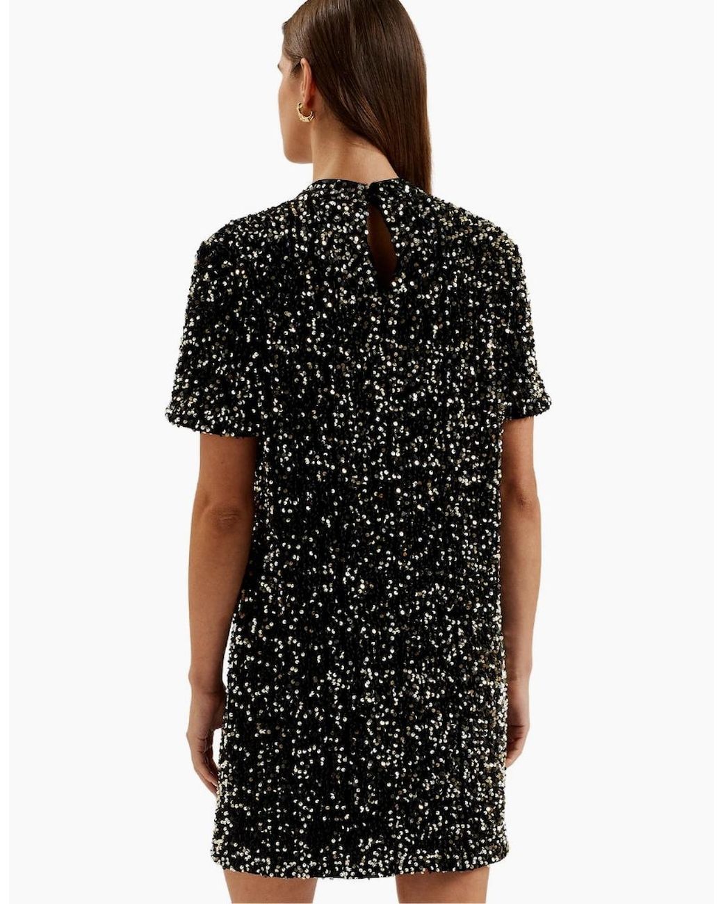 Ted Baker Black Audriyy Velvet Sequin Mini Dress