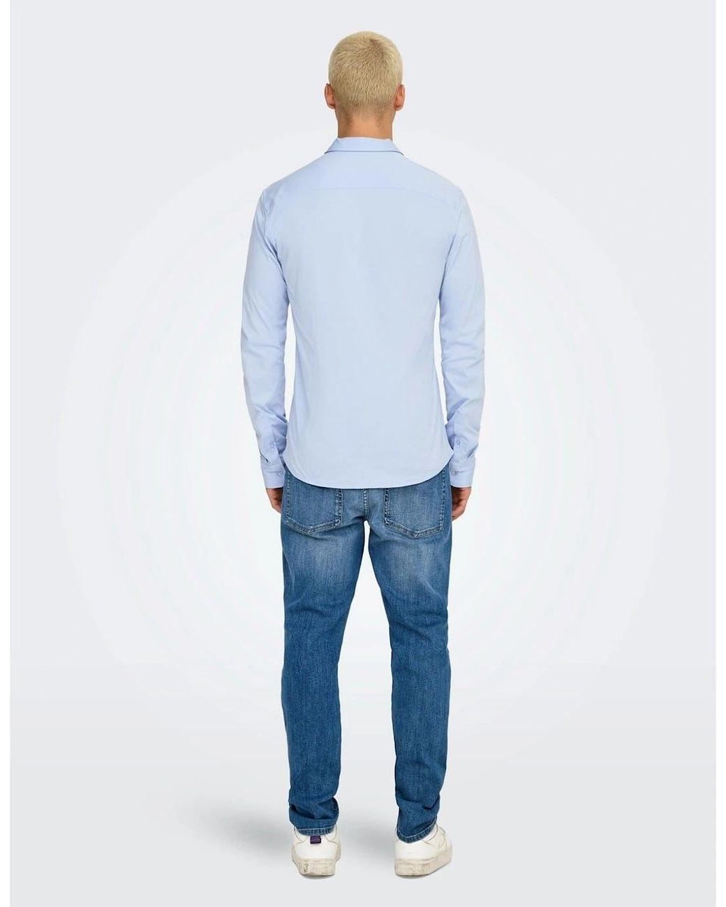 ONLY Blue Regular Fit Long Sleeve Shirt for men