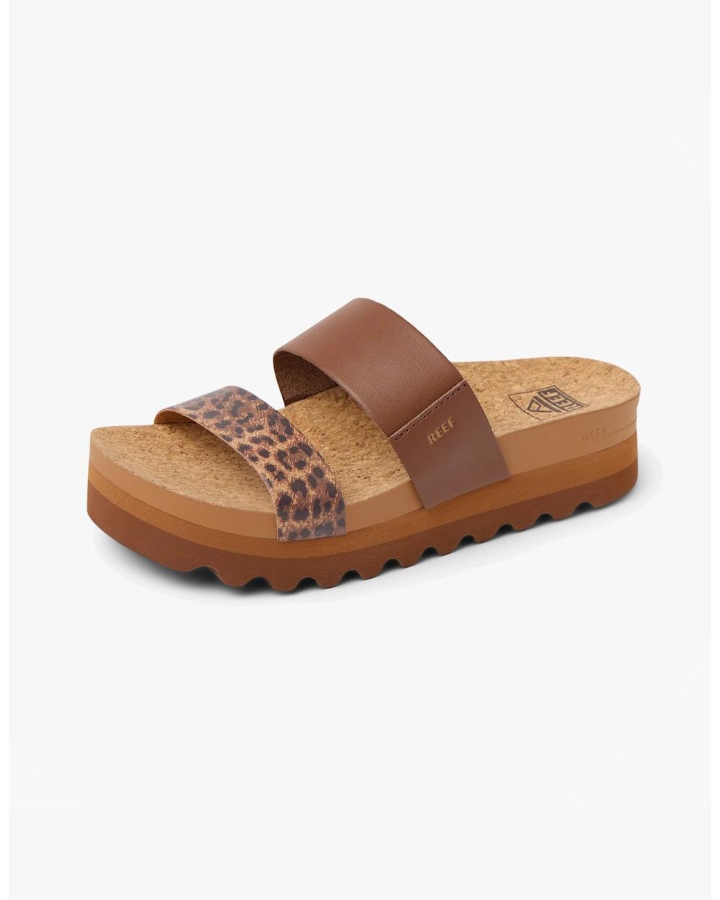 Reef Brown Cushion Vista Platform Sandals/Leopard