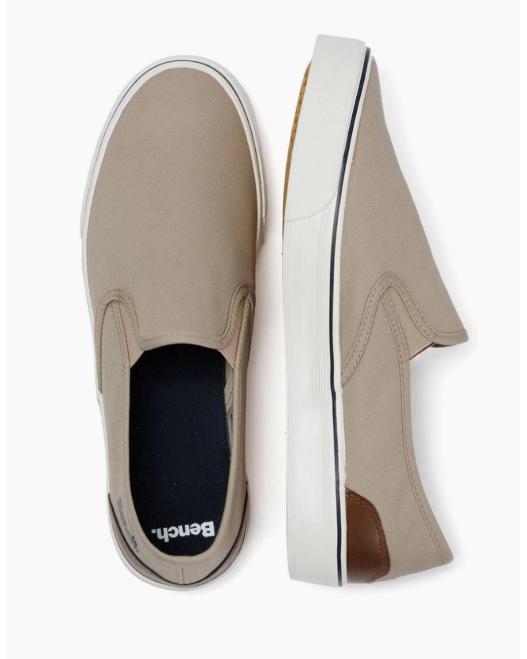 Bench White Dalton Canvas Slip On Sand Trainers