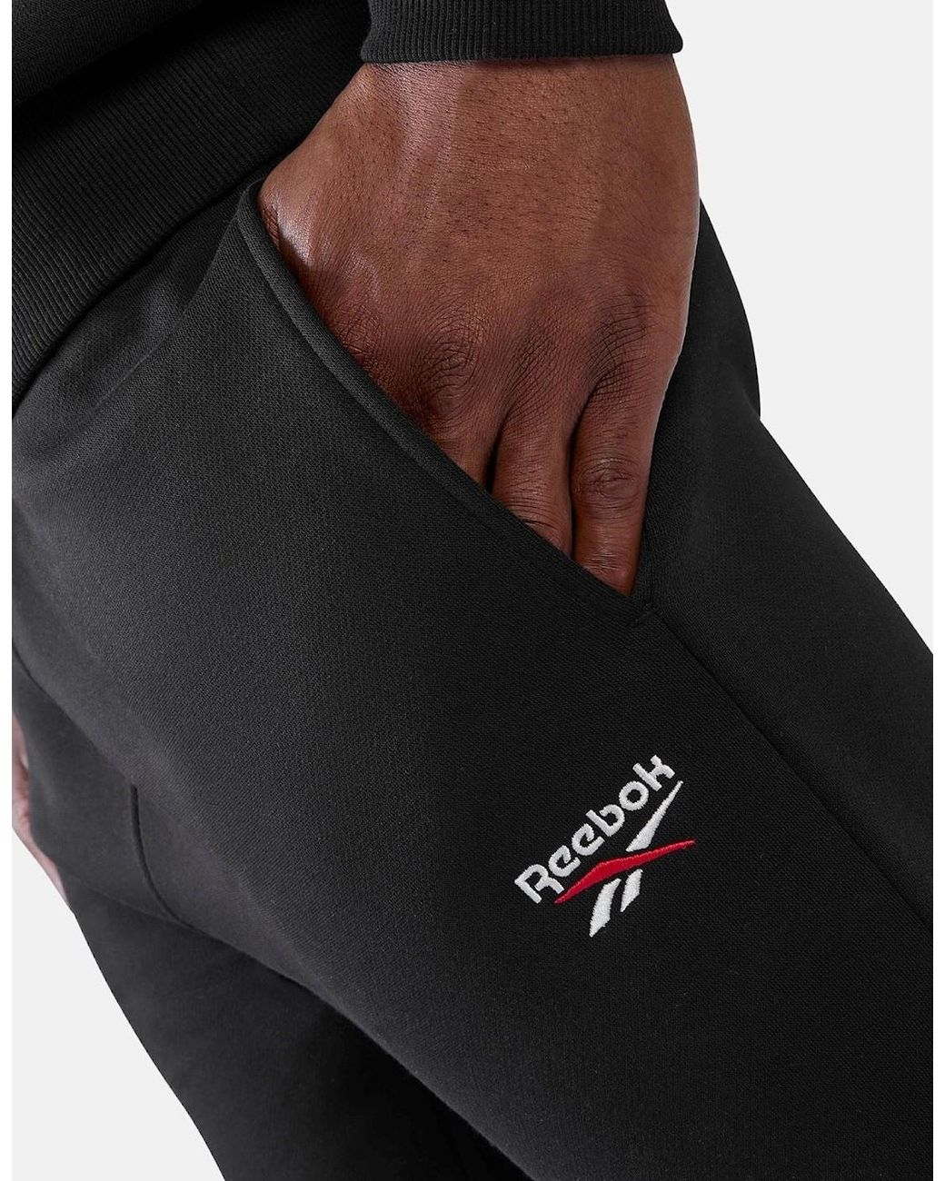 Reebok Black Id 2-Colour Logo Cuffed Joggers Cotton Joggers for men