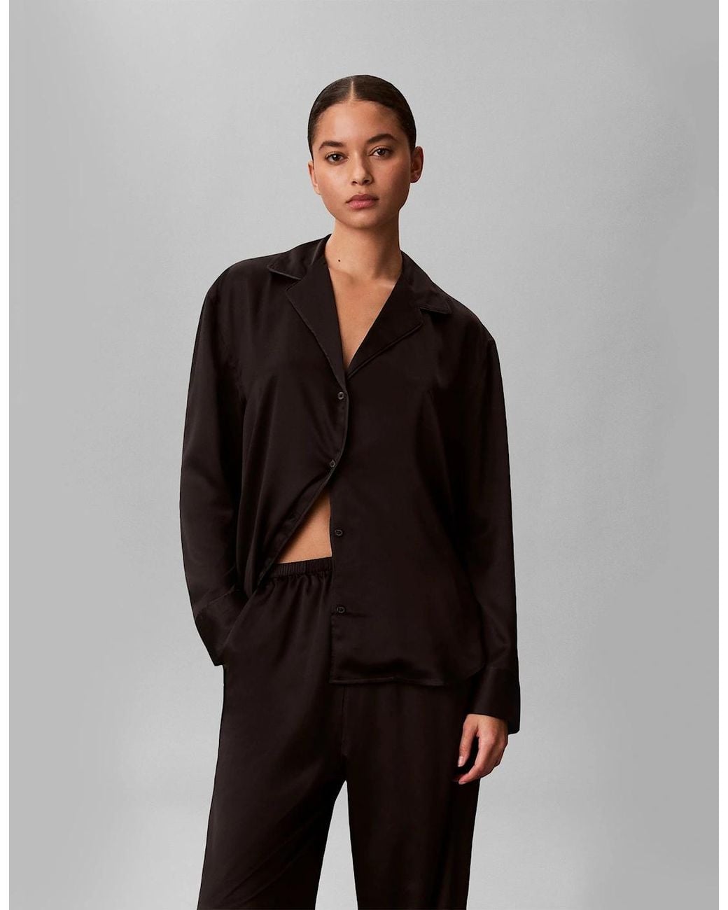 Calvin Klein Black Satin Set Pyjama Set