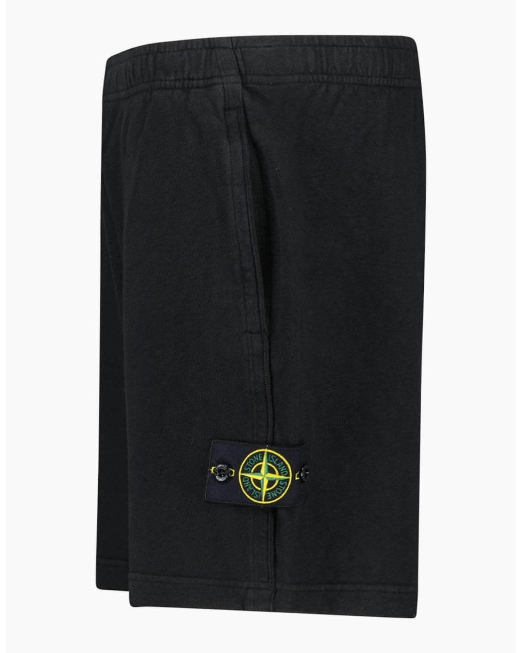 Stone Island Black 'Old Effect' Cotton Shorts for men