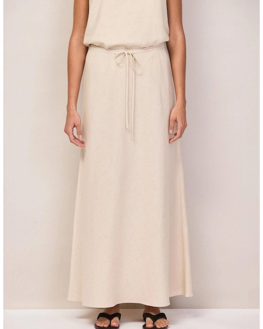 Ro&zo Natural Linen Blend Bias Skirt