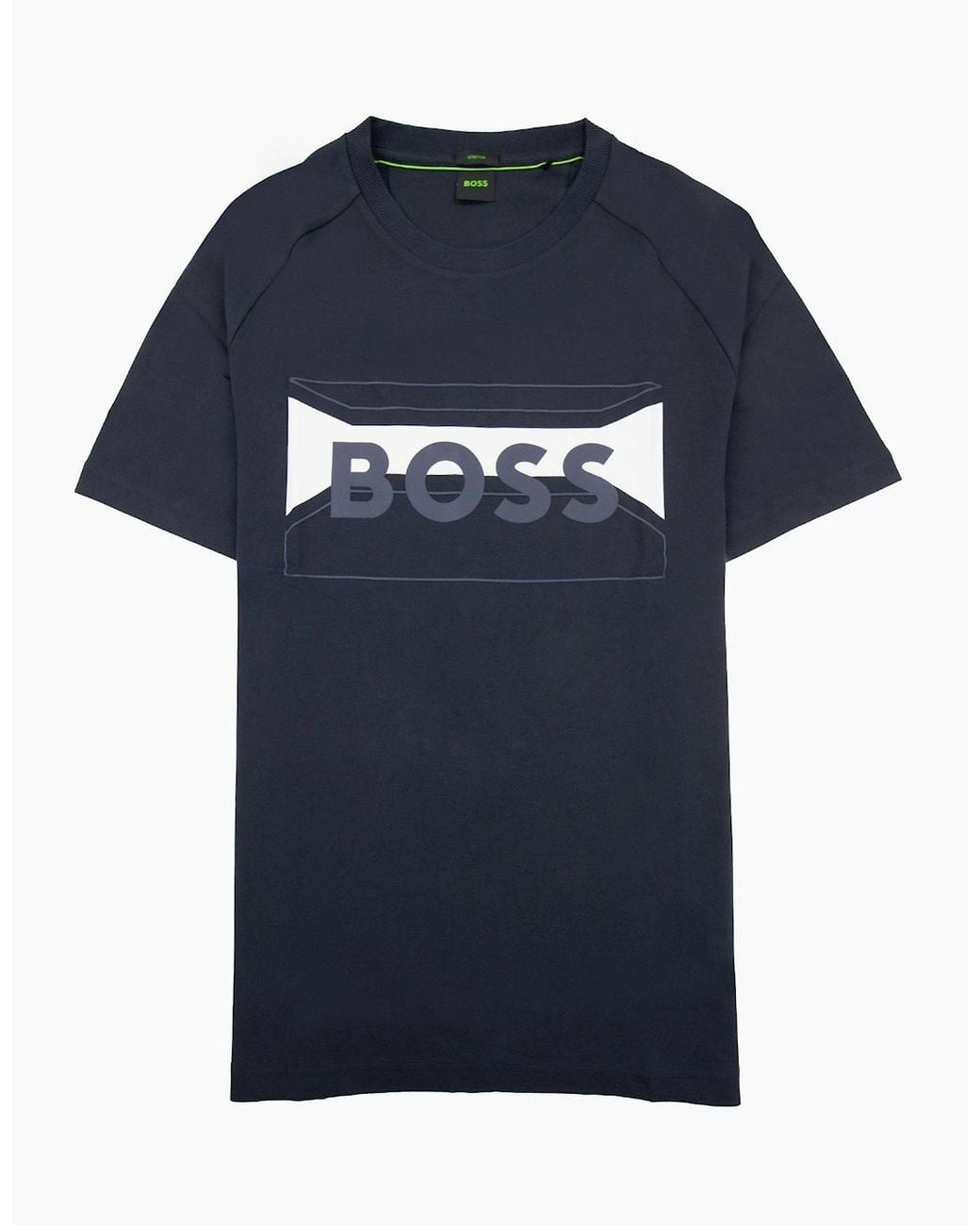 Boss Blue Tee 2 Artwork Logo T Shirt 402 for men