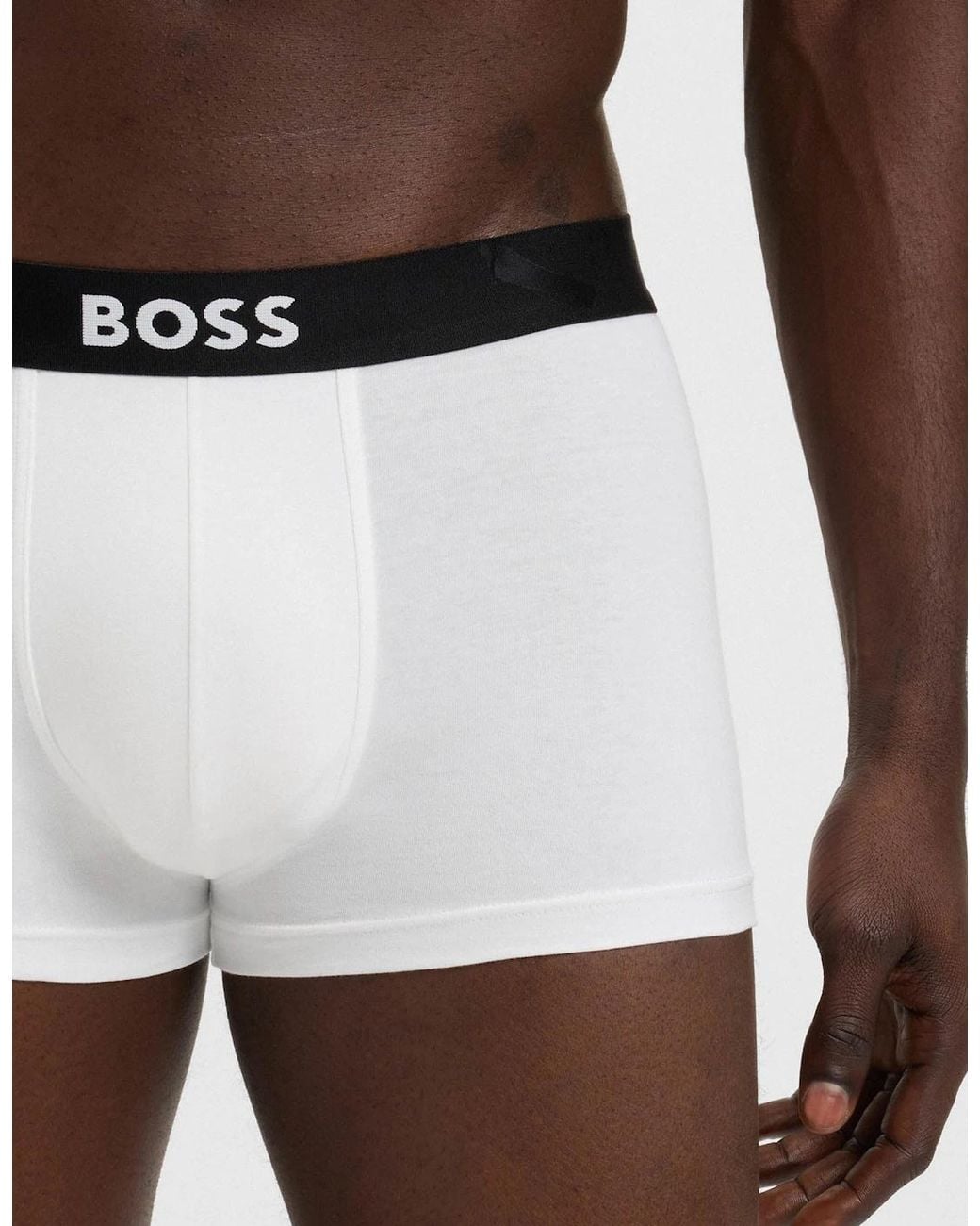 Boss Natural Boss 3-Pack Stretch-Cotton Trunks With Logo Waistbands for men