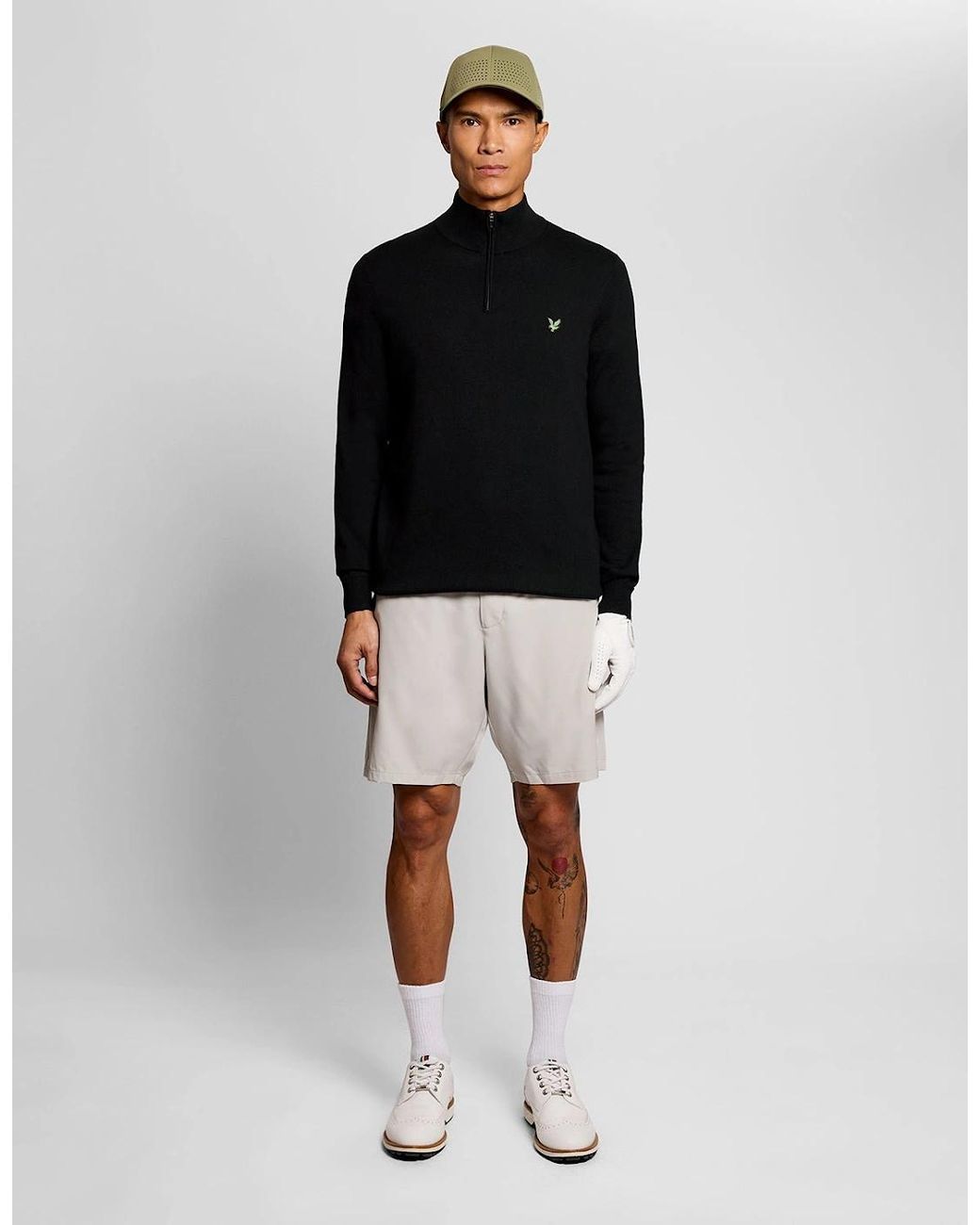 Lyle & Scott Black Eagle Cotton Blend 1/4 Zip Jumper for men