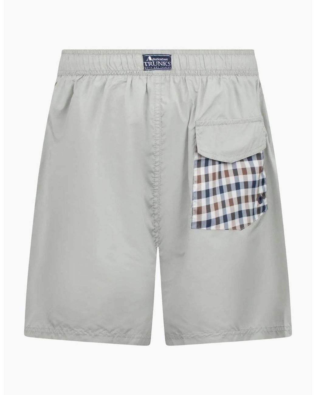 Aquascutum Gray Active Club Check Pocket Salvia Light Swim Shorts for men
