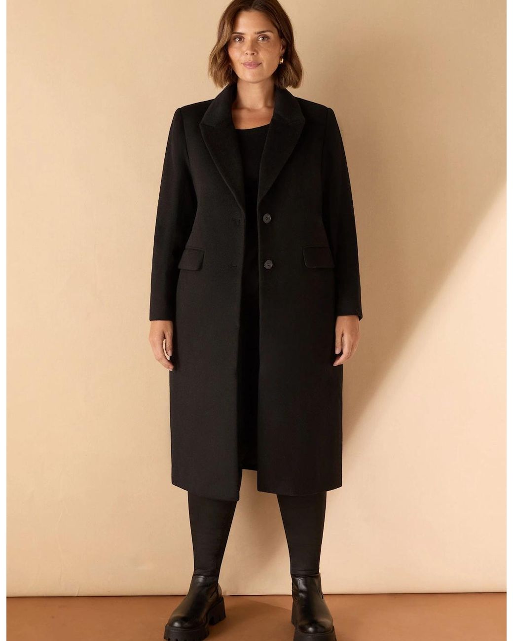 Live Unlimited London Black Wool Blend Tailored Coat