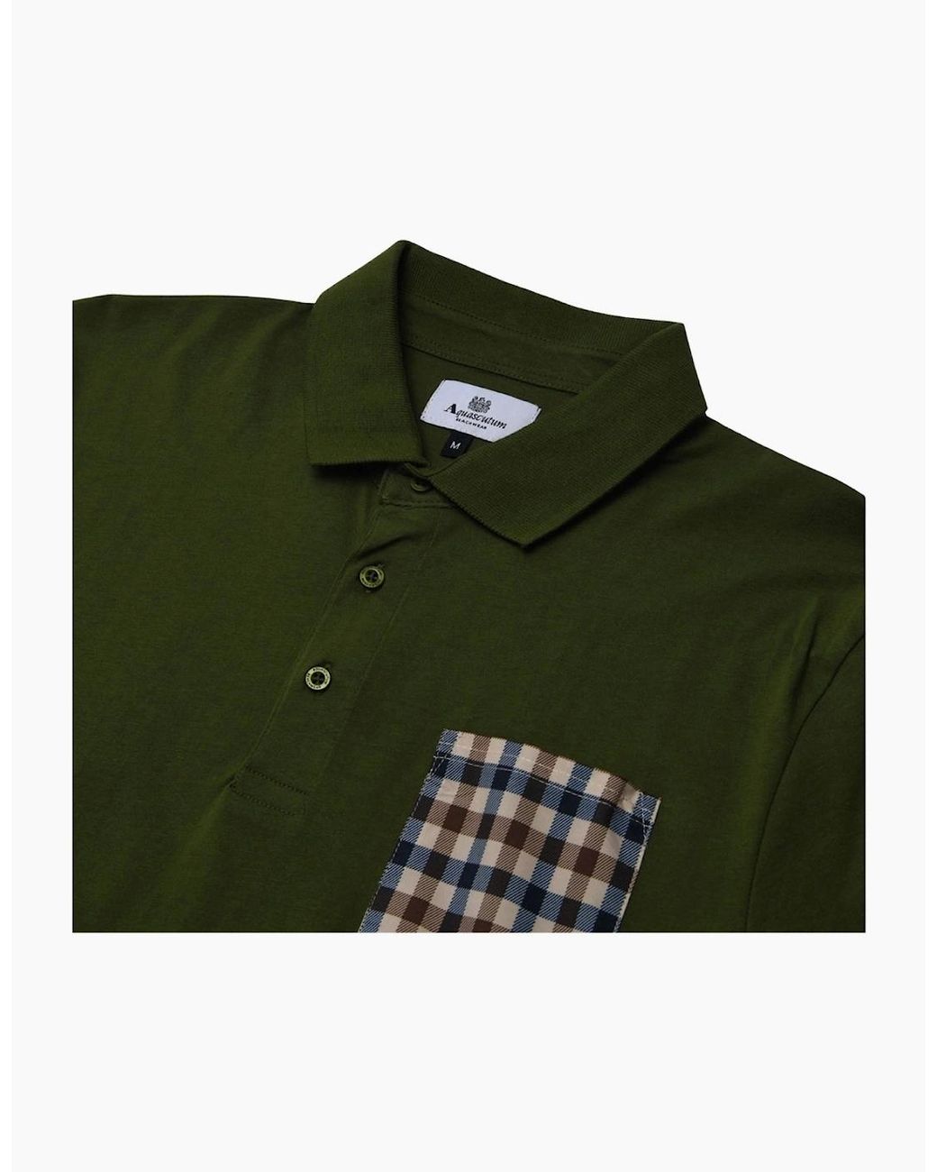 Aquascutum Green Active Beach Sailor Check Polo Army Polo Shirt for men