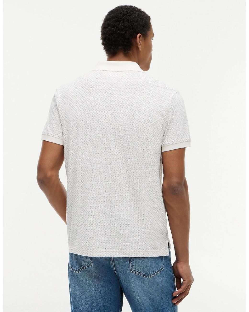 Tommy Hilfiger White Microprint Pique Polo Shirt Z00 Ivory Petal for men