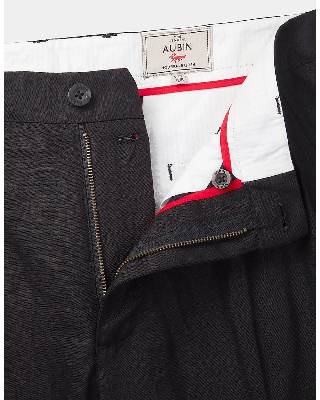 aubi Black Belvedere Relaxed Linen Trouser for men
