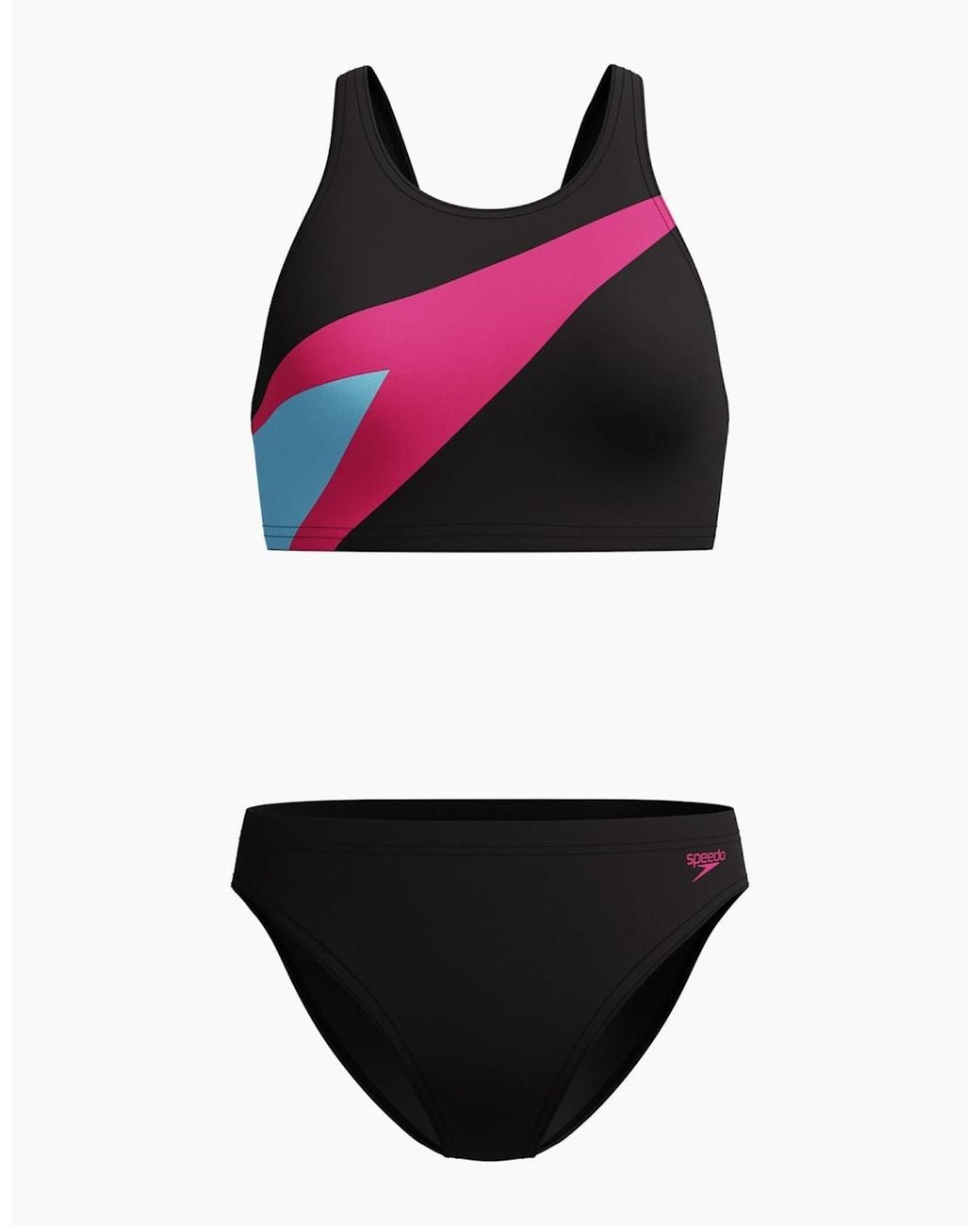 Speedo Black Ladies Hyperboom Colour Block Butterfly Back Two-Piece Swimsuit