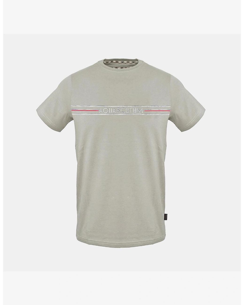 Aquascutum Gray Wordmark Crew Neck Regular Fit Short Sleeve T-Shirt for men