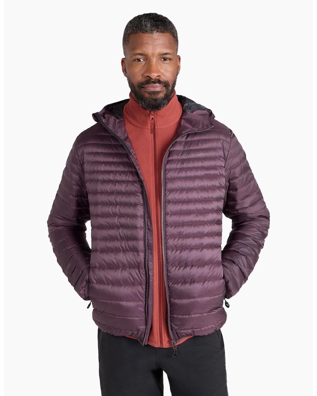 Mountain Warehouse Purple Hybrid Extreme Featherweight Down Filled Hooded Jacket for men