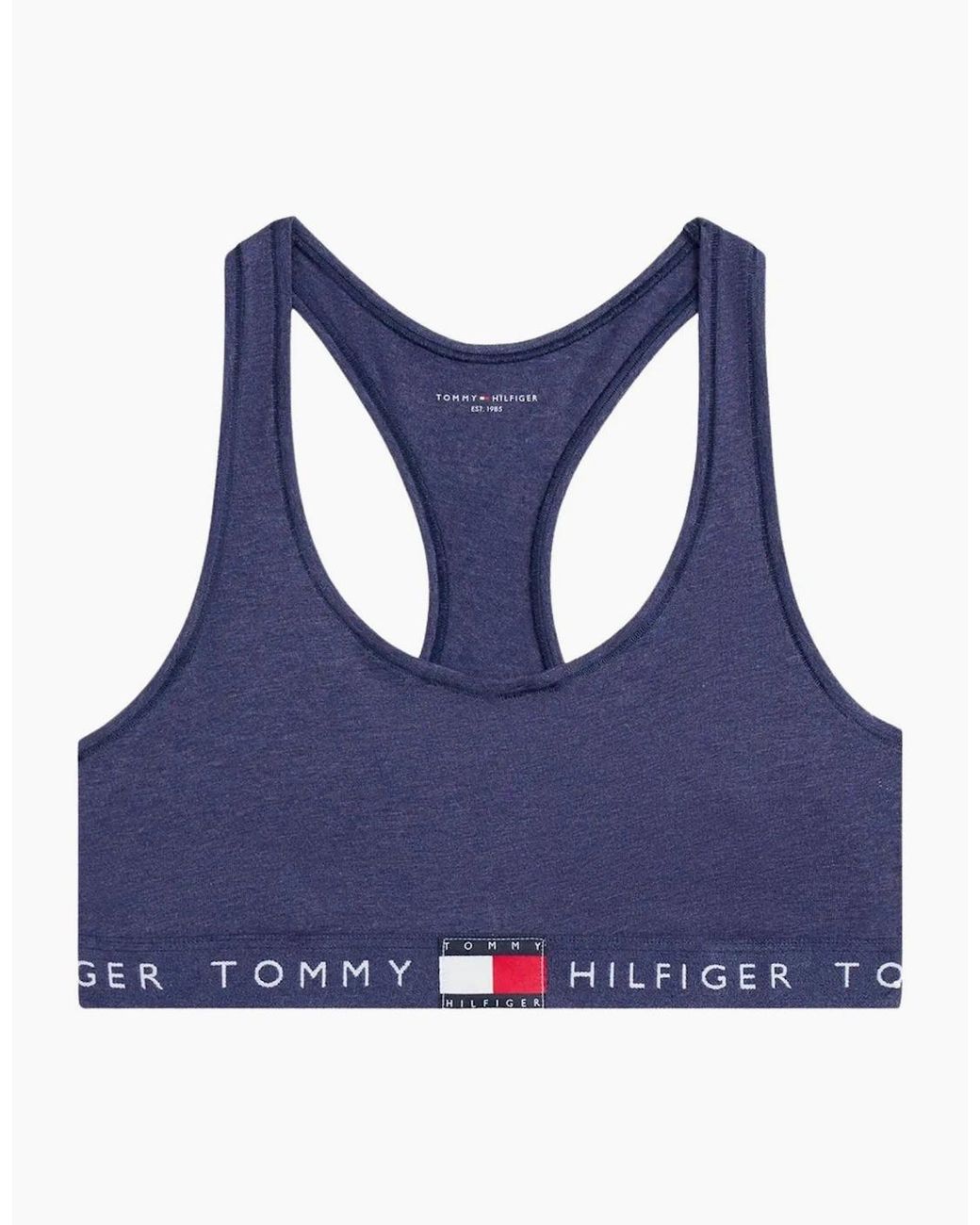 Tommy Hilfiger Blue Heritage Logo Racerback Bralette, Heather