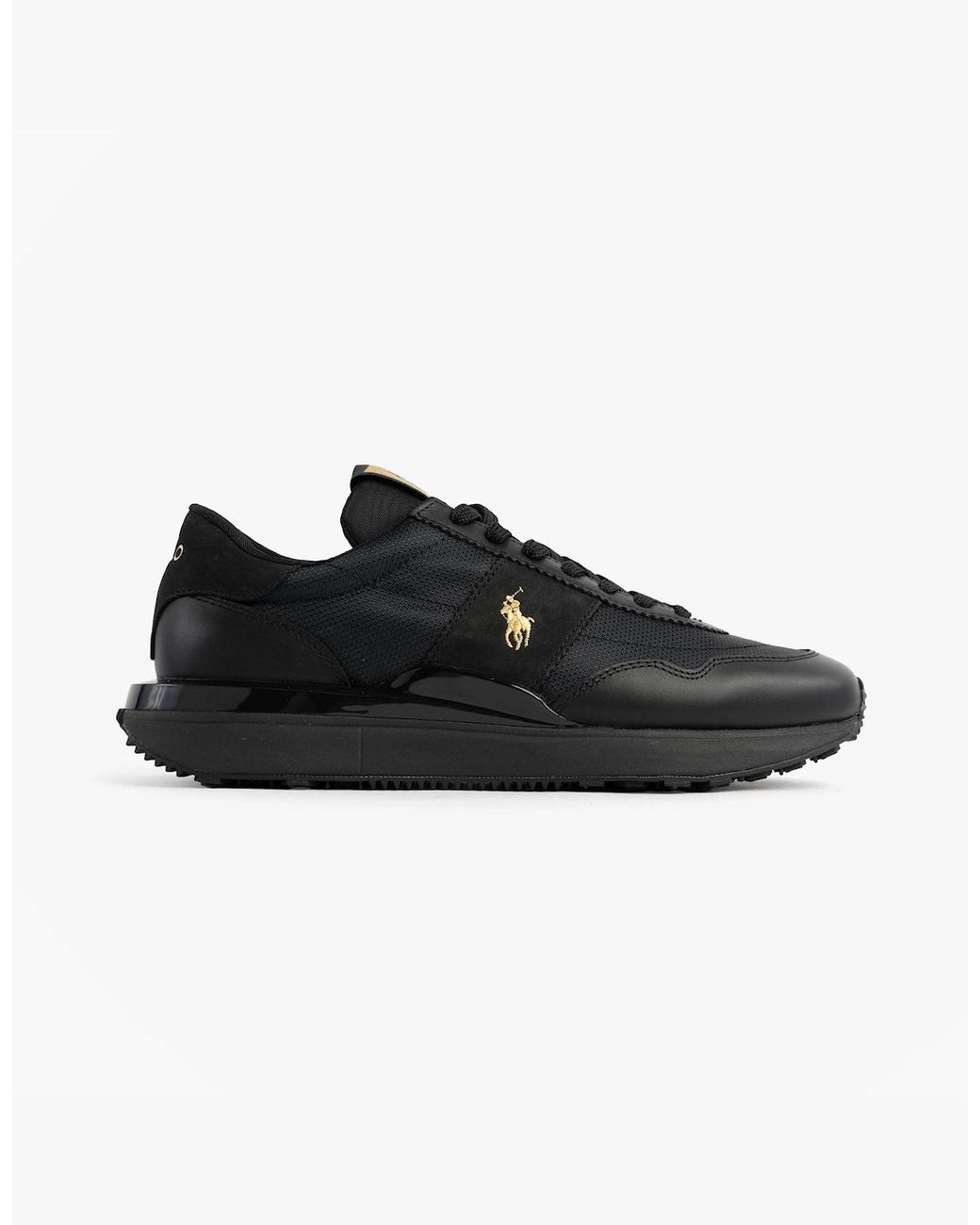 Polo Ralph Lauren Black Train 89 V2 Lace Up Suede-Panelled Trainer for men